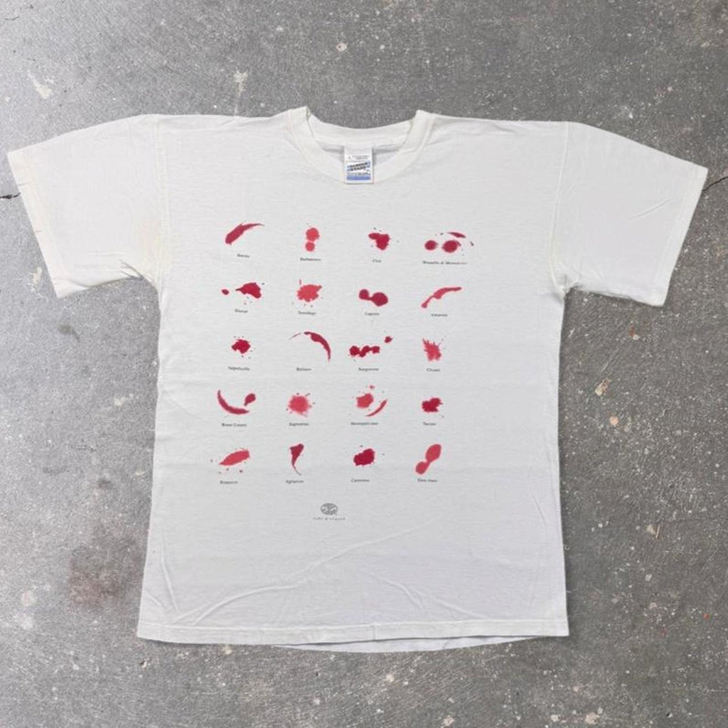 1990s Italian Wine Stain Chart Tee | L