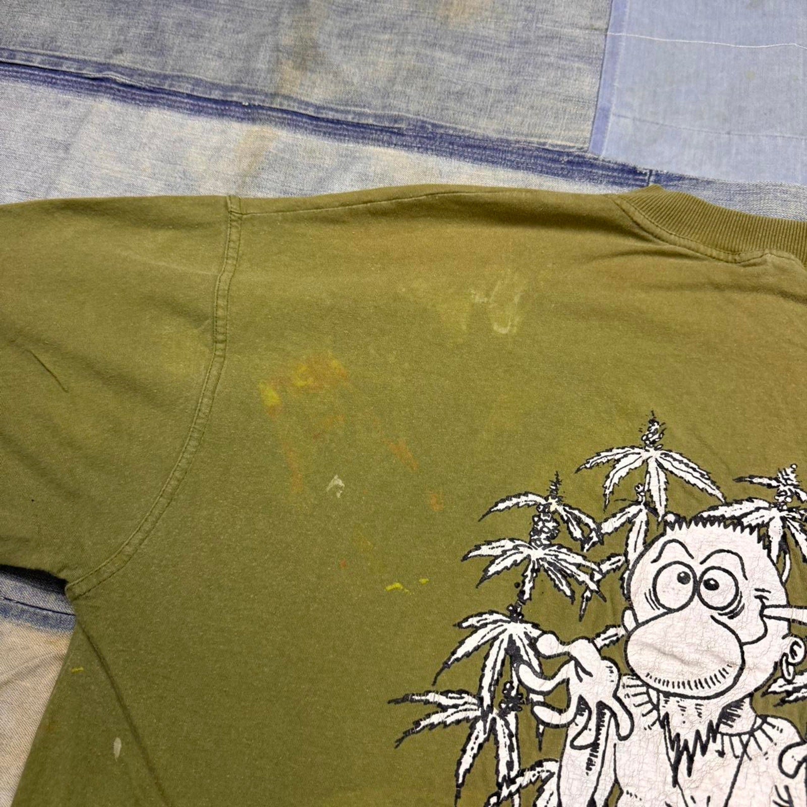 Vintage Devil Wear weed drugs “Friendship Forever”  green T-Shirt