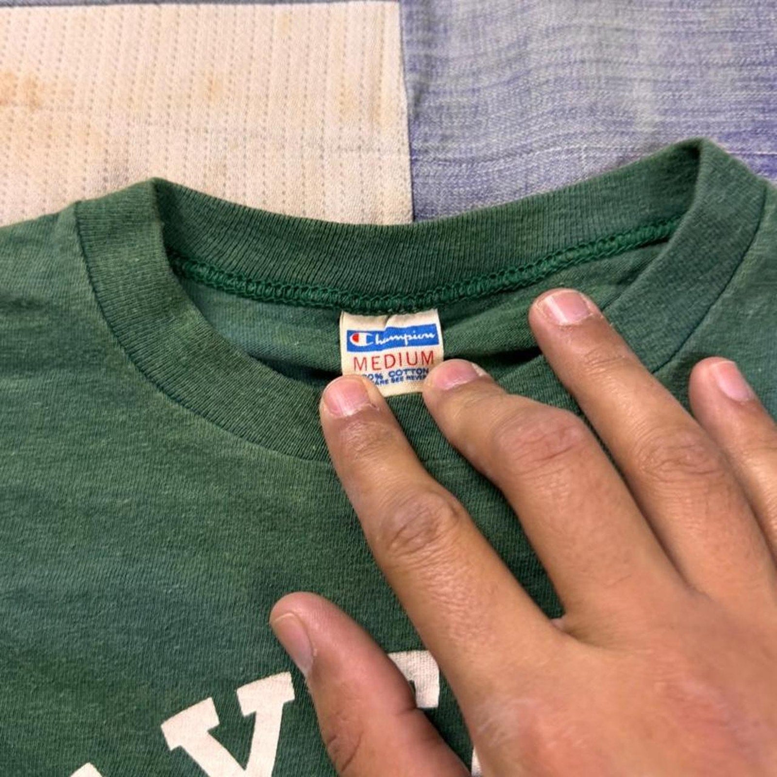 1970s Champion Blue Bar Mayfield Hartman Athletic Tee | Medium
