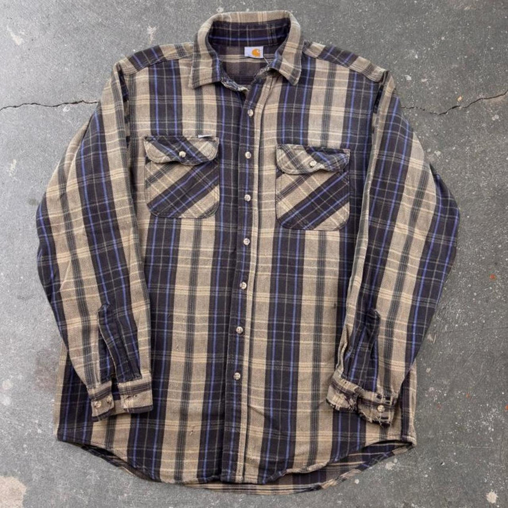 2000s Carhartt Distressed Plaid Flannel Shirt | XL