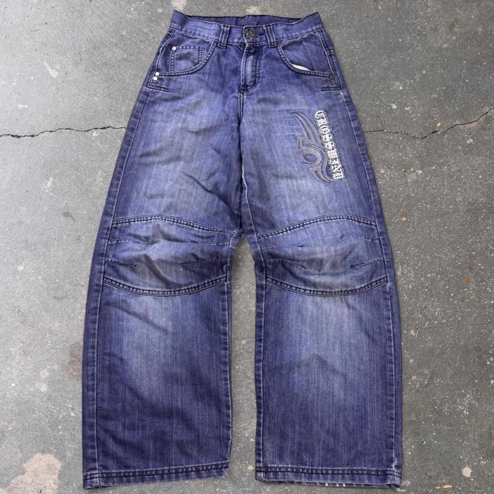 2000s Dog Nose Embroidered Baggy Denim Jeans | 25x28