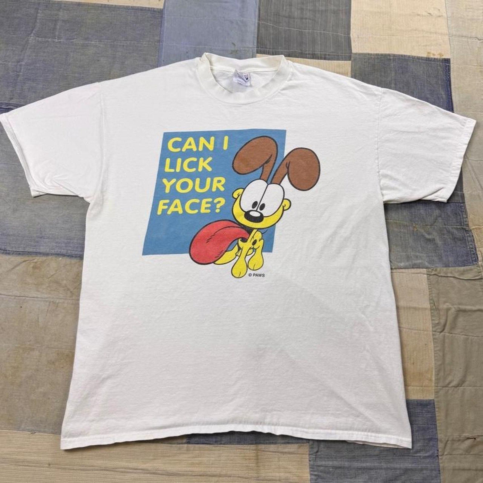 1990s Odie “Can I Lick Your Face?” Garfield Cartoon Tee | XL