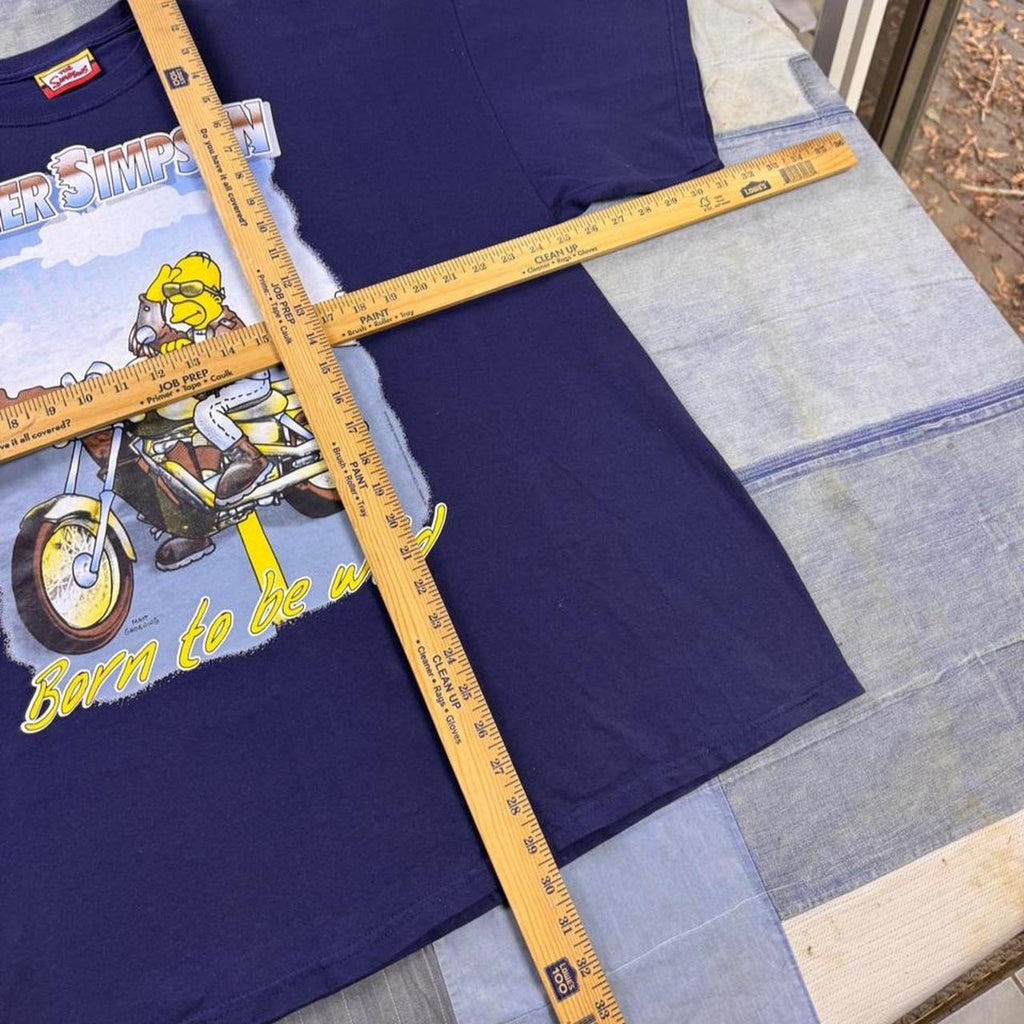 2001 The Simpsons Homer Simpson Born to Be Wild Motorcycle Tee | XXL