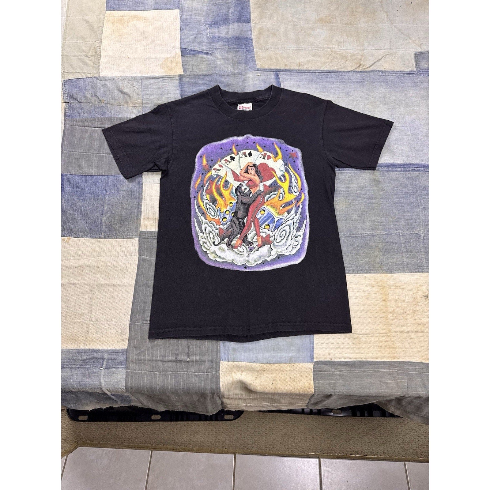 Vintage Tattoo World Pin Up Girl Panther Graphic T Shirt Bill Clandon NC Small
