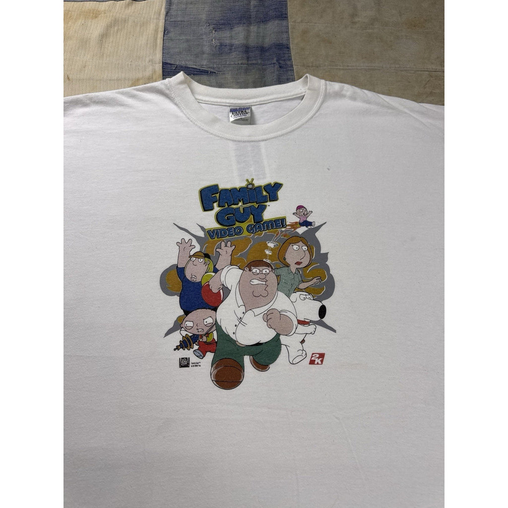 Family Guy Vintage 2000s Video Game Graphic T Shirt White Gildan XL Heavyweight
