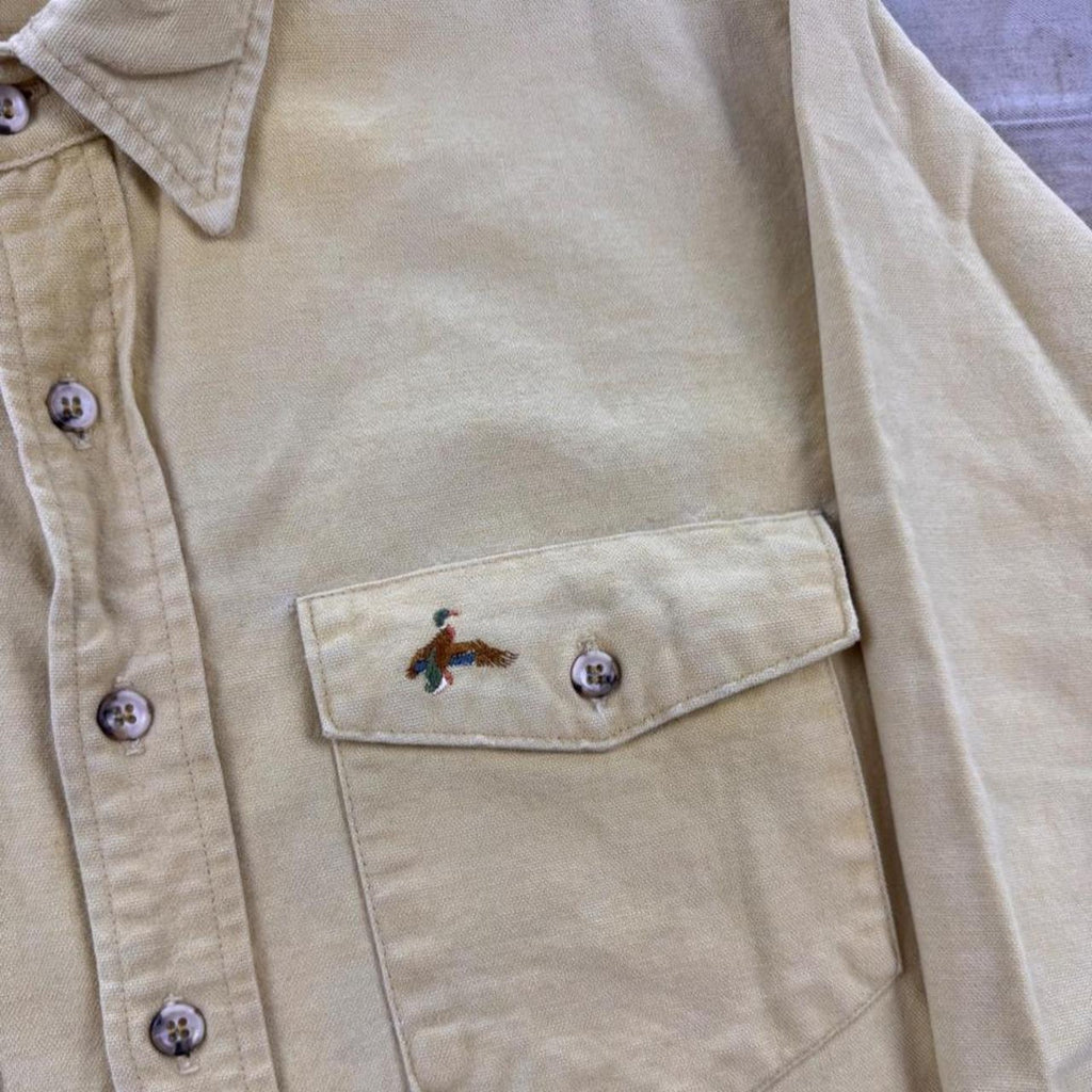 1970s Duxbak Pheasant Embroidered Hunting Shirt | Large