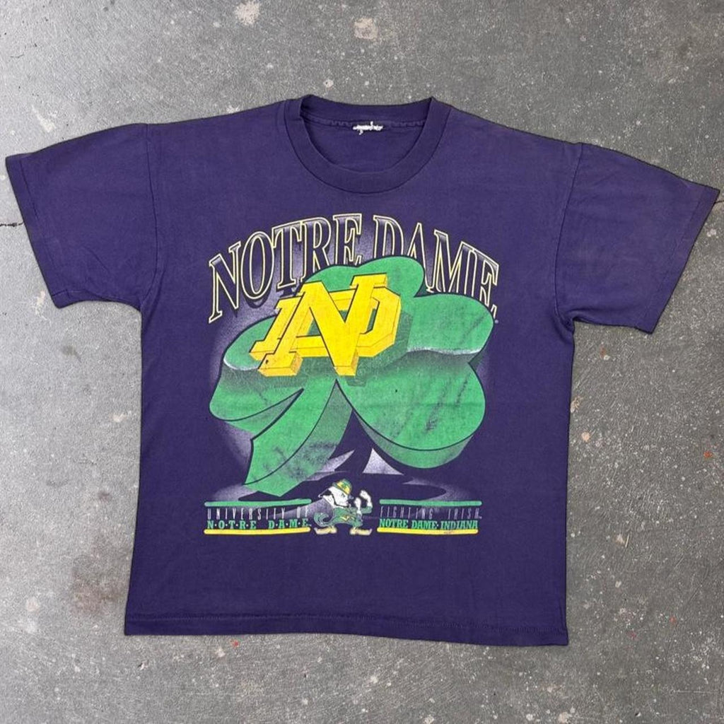 1990s Notre Dame Fighting Irish Shamrock Graphic Tee | Large