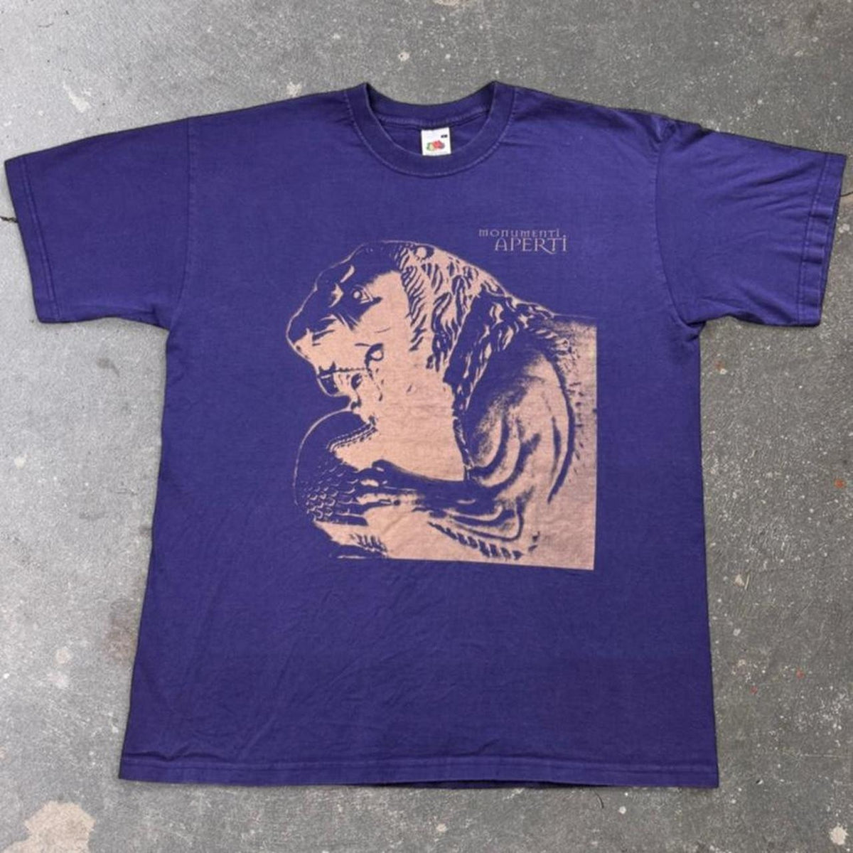 2000s Monumenti Aperti Italian Lion Sculpture Art Tee | Large