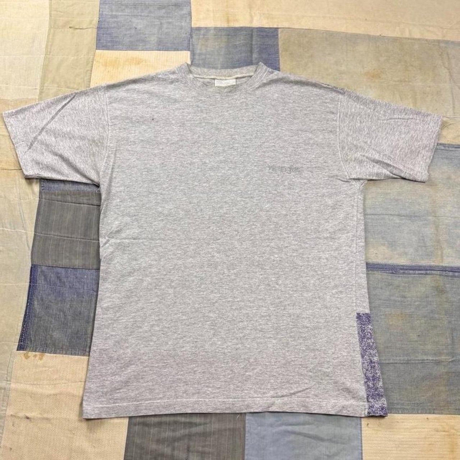 1990s Wrangler Overall Jeans All Over Print Tee | Large