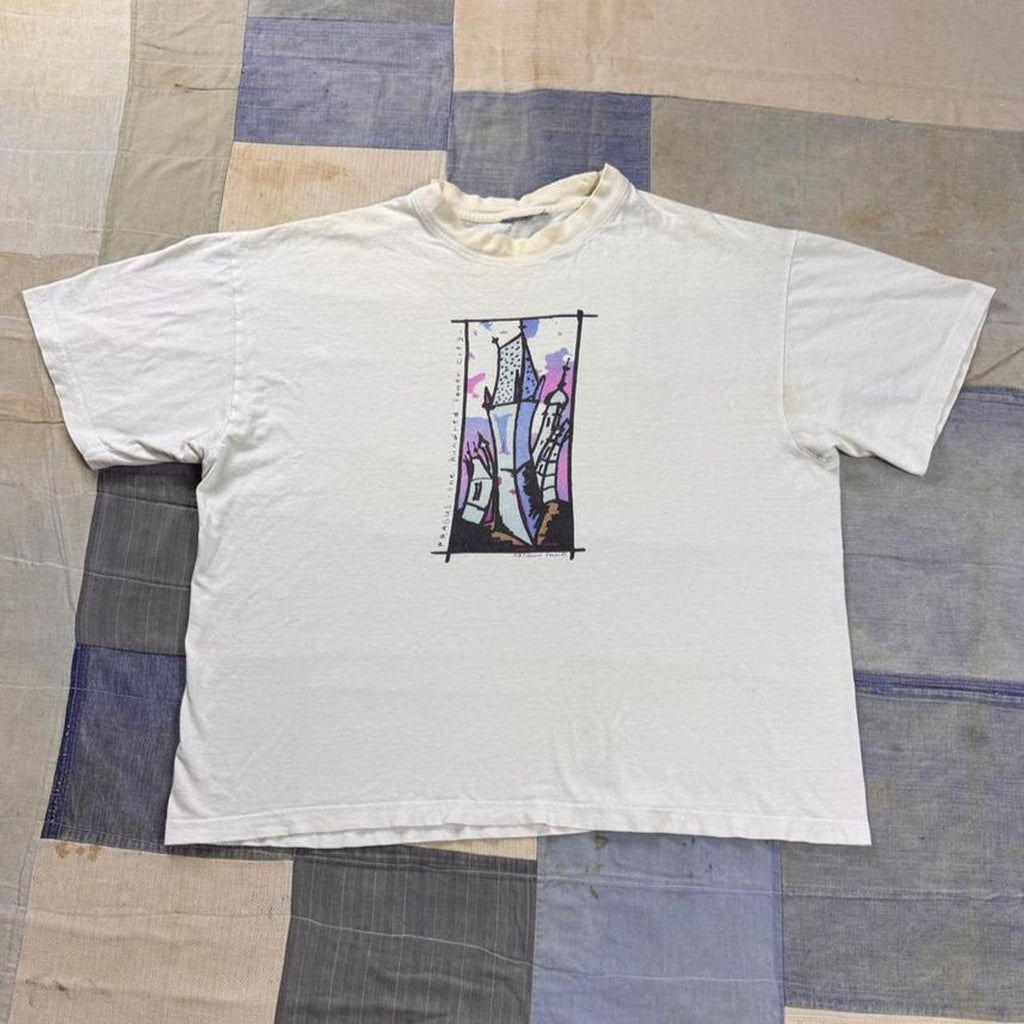 1990s Prague Hundred Tower City Art Tee | XL