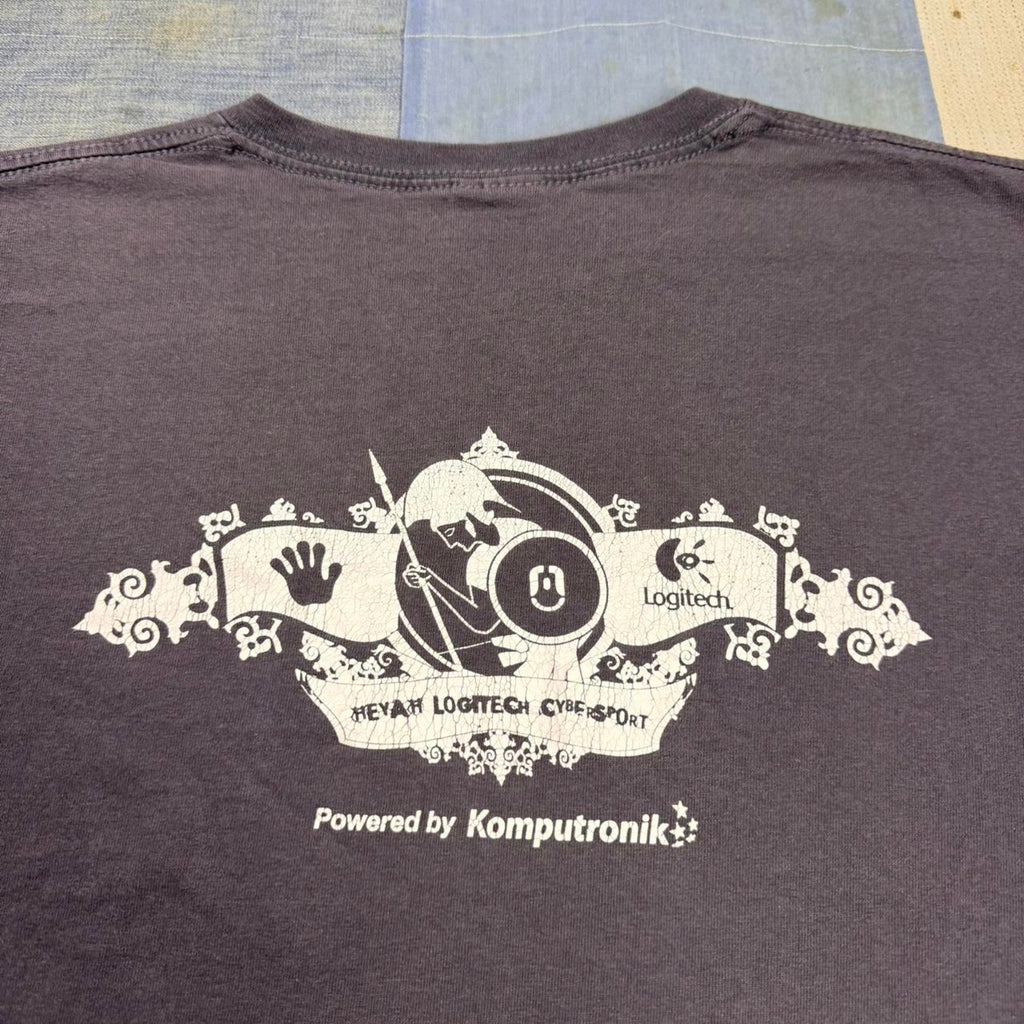 2007 CyberSport.pl Logitech Warsaw Gaming T-Shirt Gray Y2K Gamer Tee
