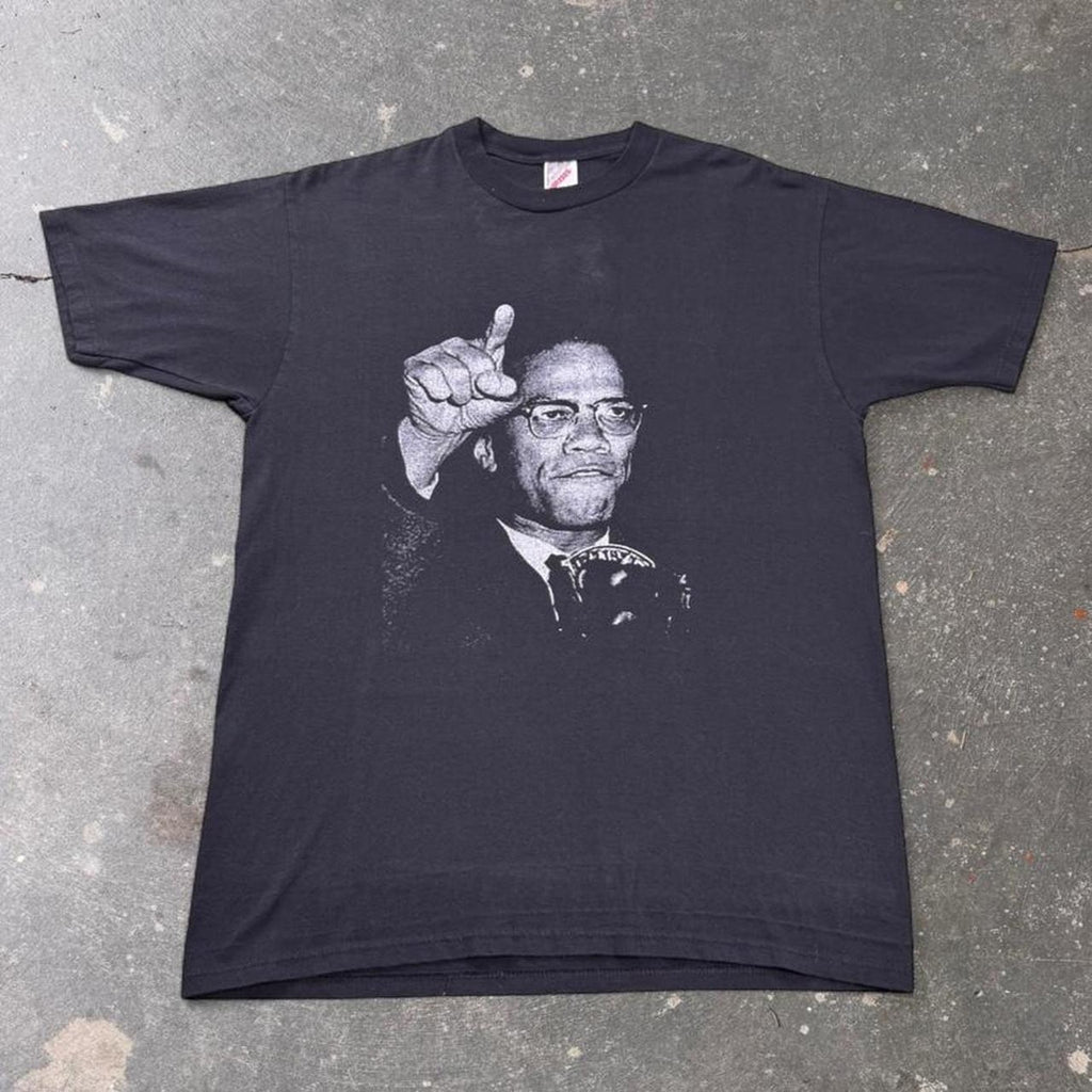 1990s Malcolm X Portrait Graphic Tee | Large