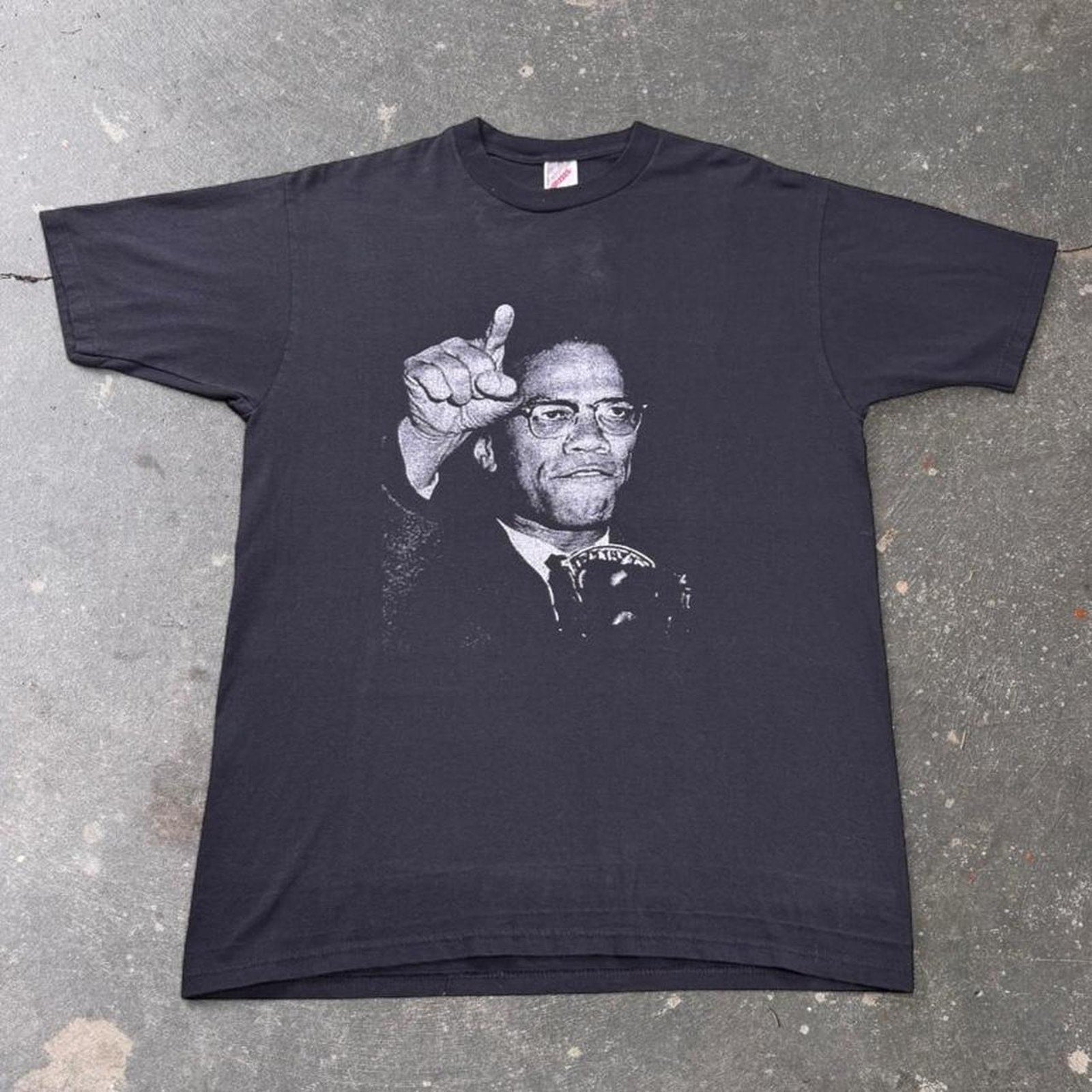 1990s Malcolm X Portrait Graphic Tee | Large