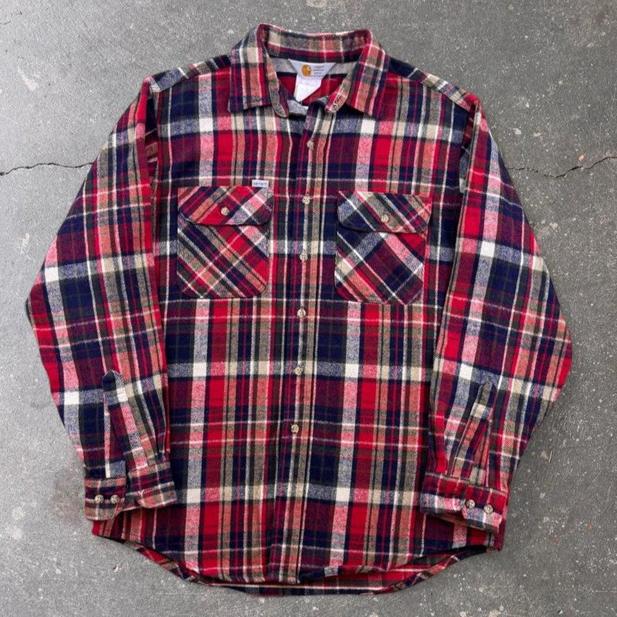 1990s Carhartt Rugged Outdoor Wear Plaid Flannel Shirt | XL