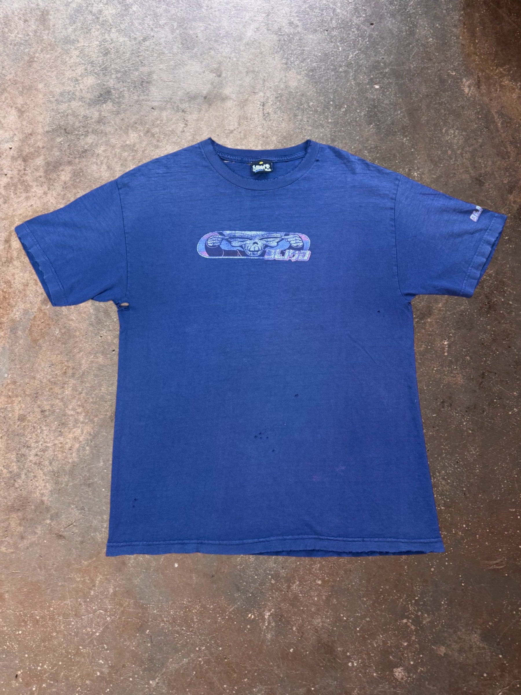 1990s Blind Banned Skate Navy Blue T Shirt | Large