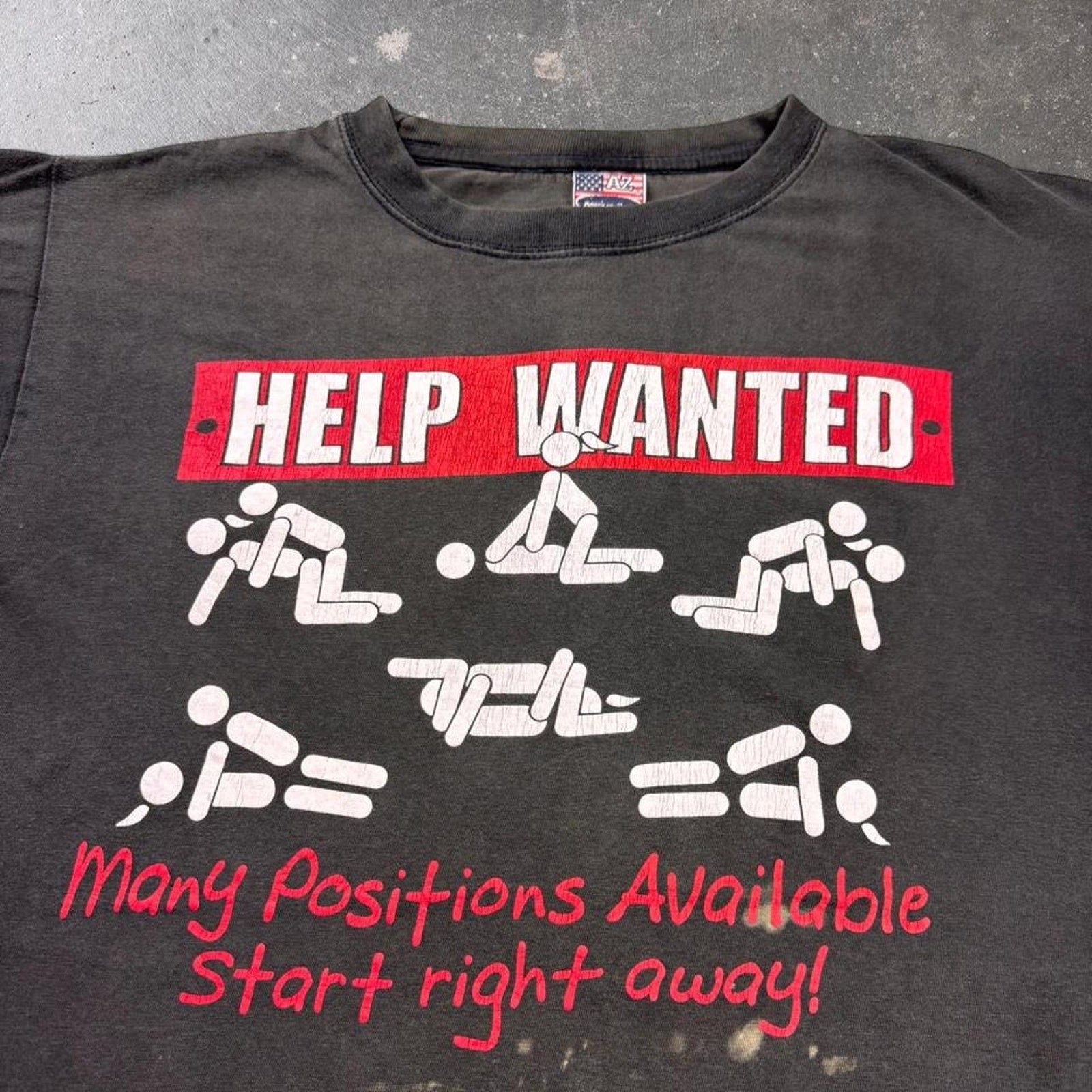 1990s Help Wanted  Many Positions Available Sex Tee  | Large