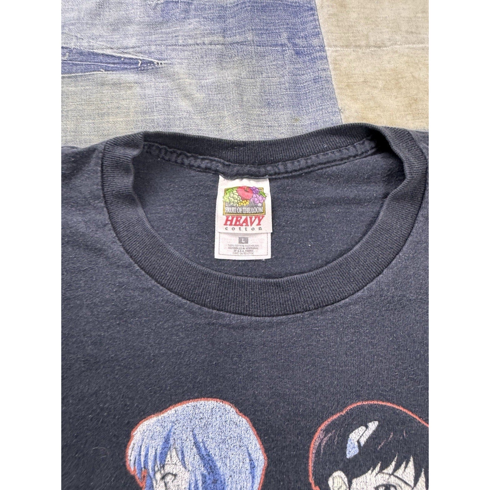 Vintage 90s Neon Genesis Evangelion Anime T Shirt L Fruit of the Loom Black