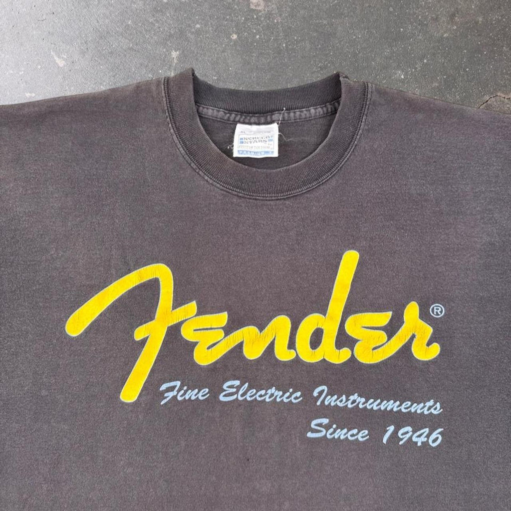 1990s Fender Fine Electric Instruments Yellow Logo Graphic Tee | XL