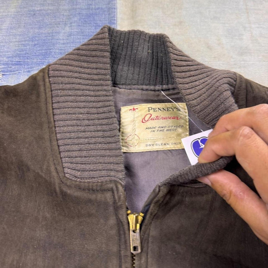 1950s Penney's Outerwear Leather Bomber Jacket | Small