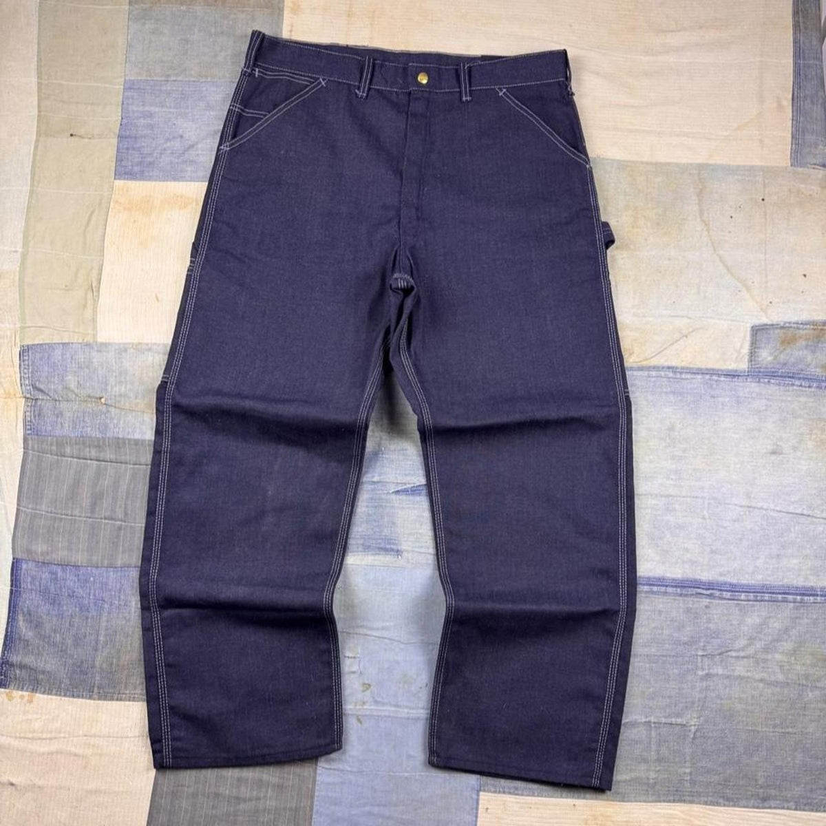 1970s Toughskins Union Made Dark Denim Carpenter Pants | 36 x 29