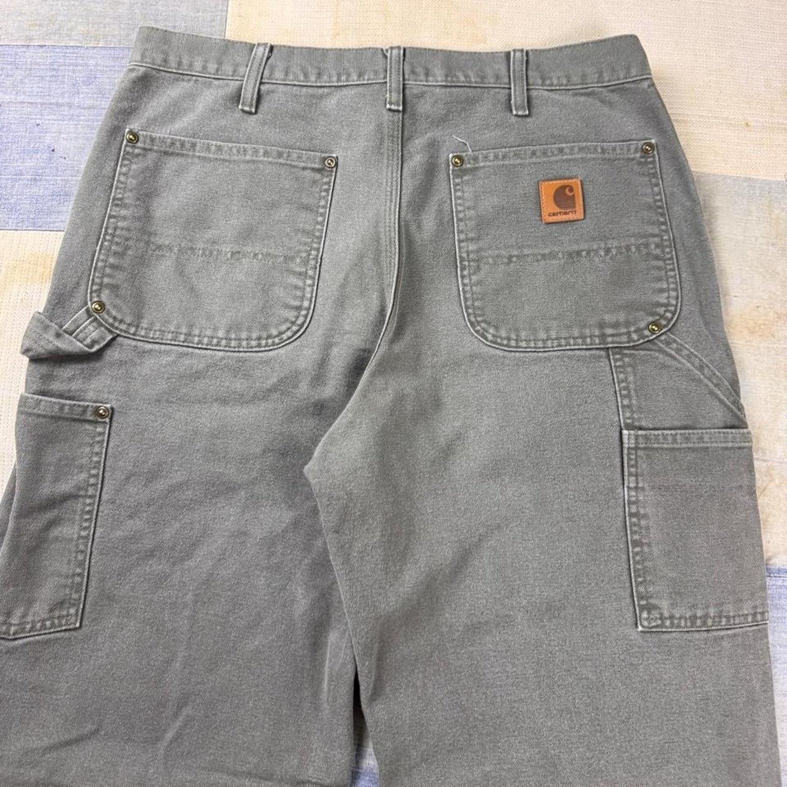 2000s Carhartt B136 Moss Green Double Knee Carpenter Pants | 32x32