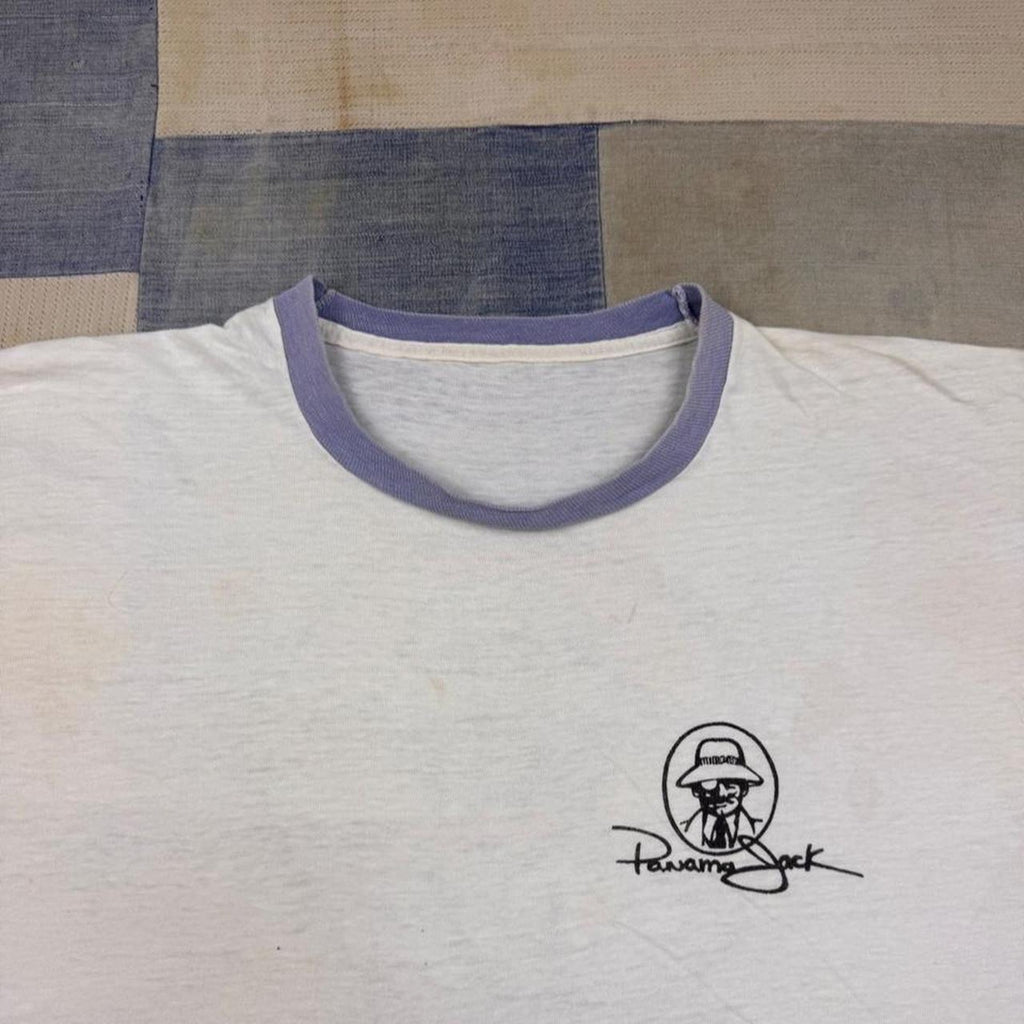 1980s Panama Jack Sun Tan Products Ringer Graphic Tee | Large