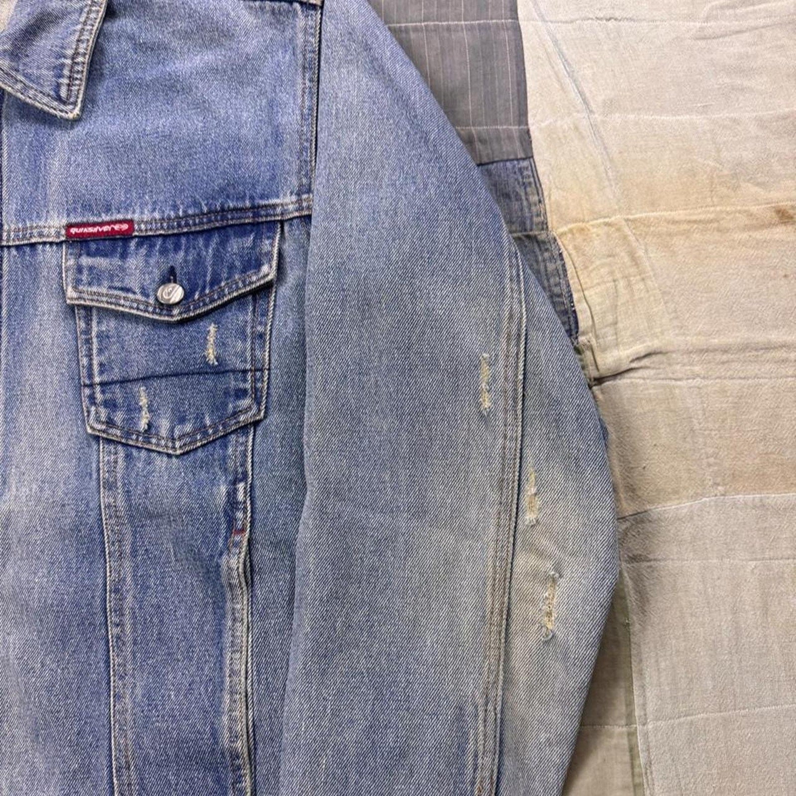 Vintage 1990s Quiksilver Selvedge Denim Trucker Jacket | XL