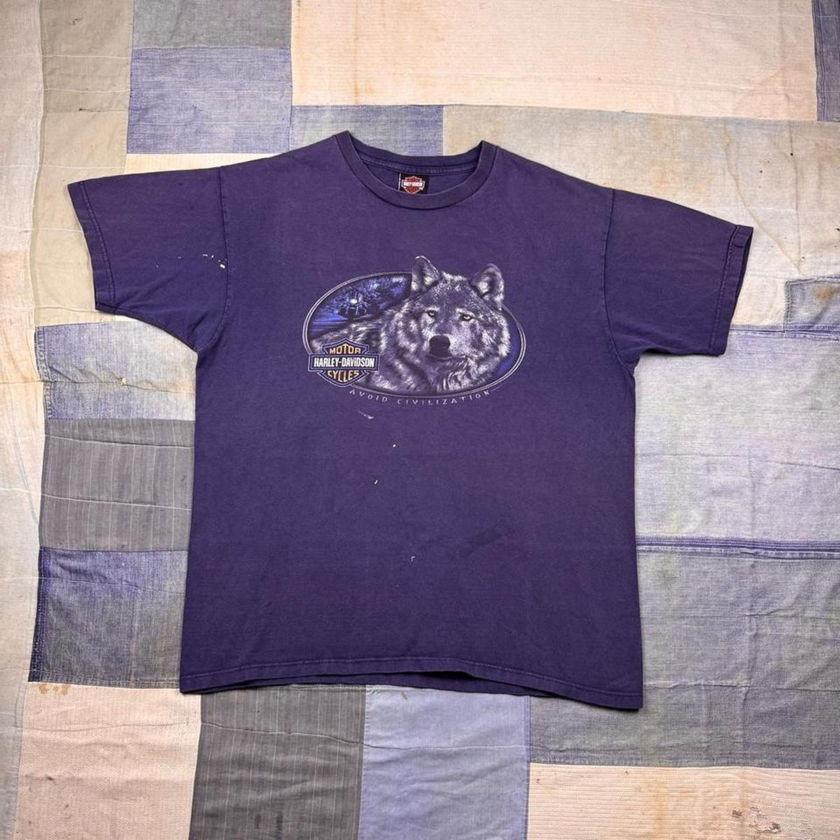 2000s Harley-Davidson Wolf Avoid Civilization Graphic Tee Atlanta Georgia | XL