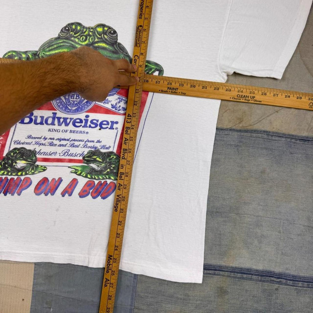 1990s Budweiser Jump On A Bud Frog Beer Graphic Tee | Large