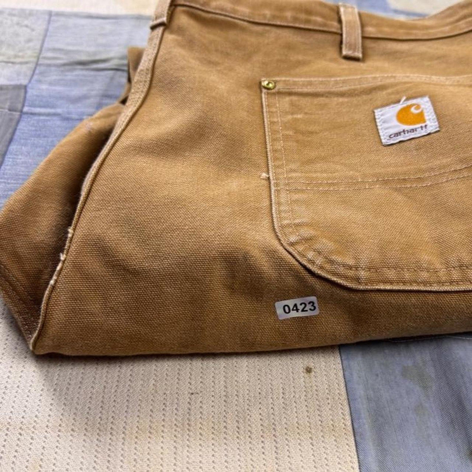 2000s Carhartt tan canvas Double Knee carpenter pants | Size 38x30