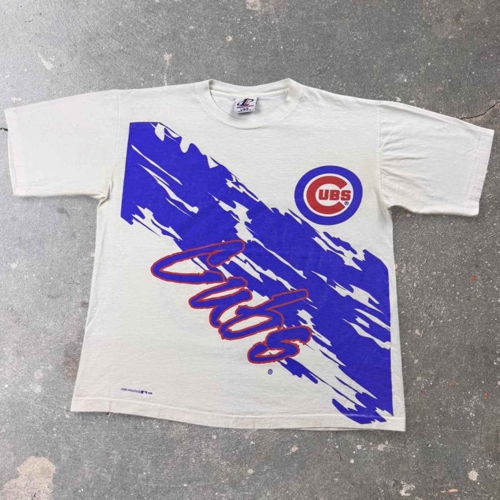 1996 Chicago Cubs Logo Athletic All Over Print Tee | Large