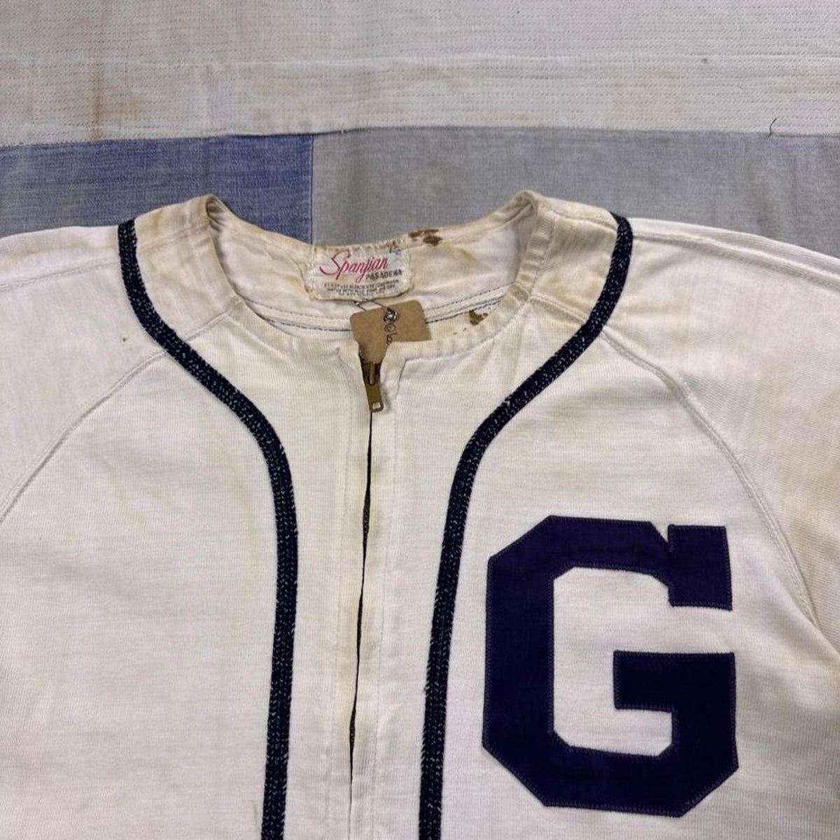 1950s Spanjian Pasadena “G” 11 Zip-Up Baseball Jersey | XL