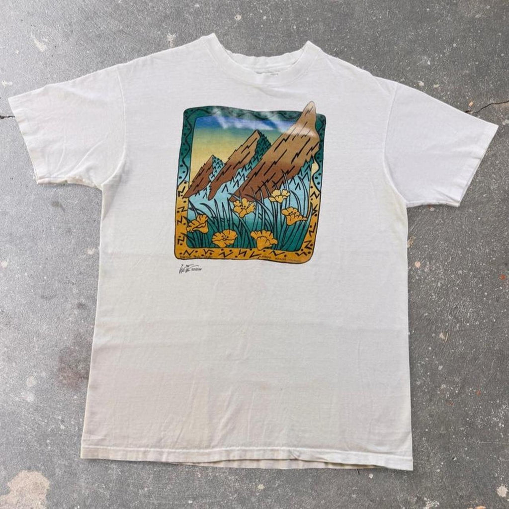 1990s Harriet Peck Taylor Boulder Colorado Flatirons Art Tee | Large