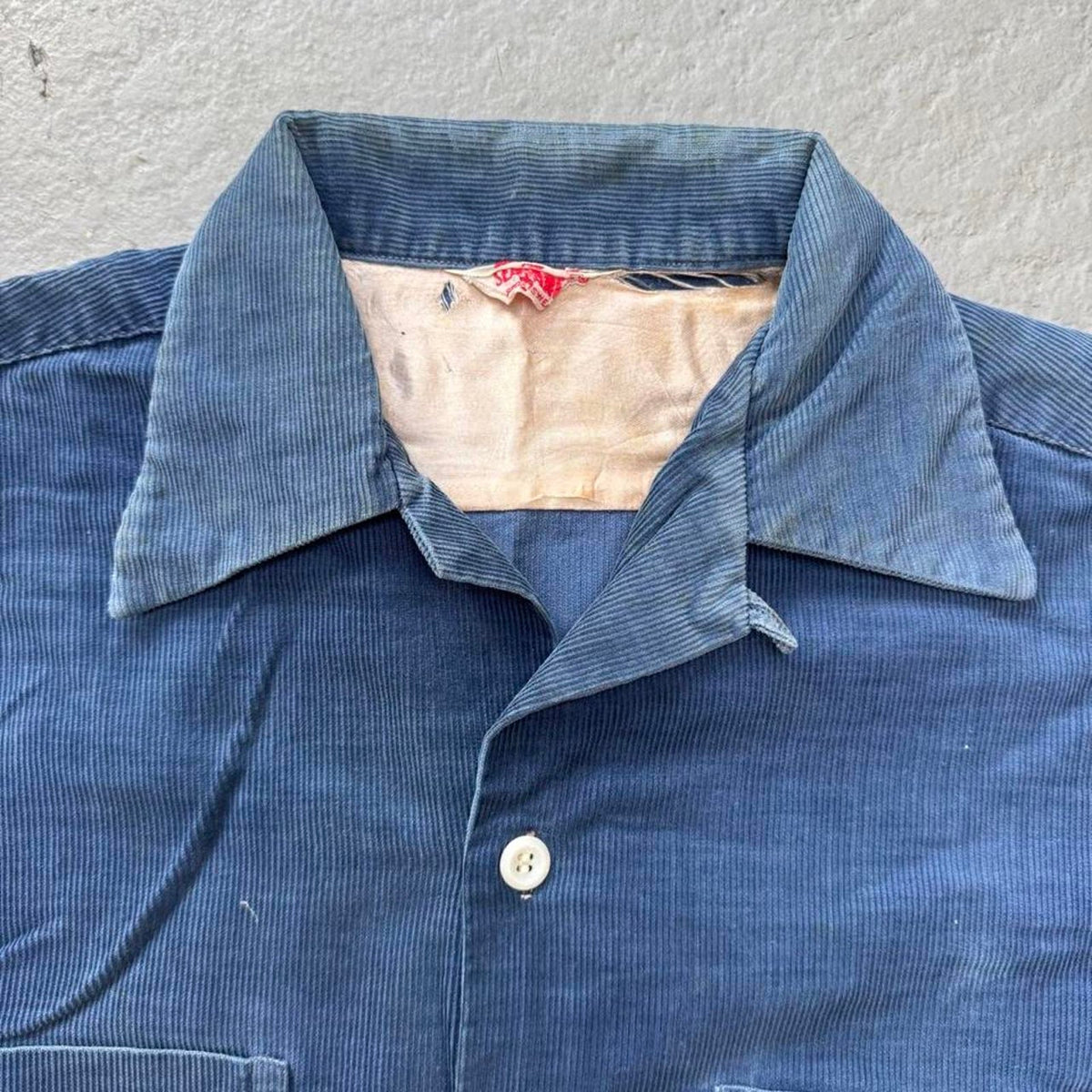 1950s Corduroy Loop Collar Shirt | L