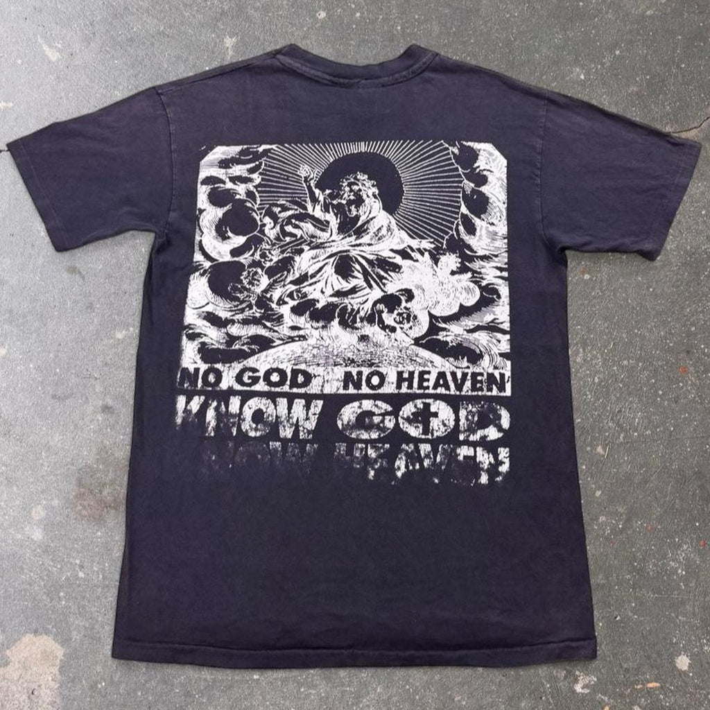 1990s No God No Heaven Know God Know Heaven Christian Graphic T Shirt | Large