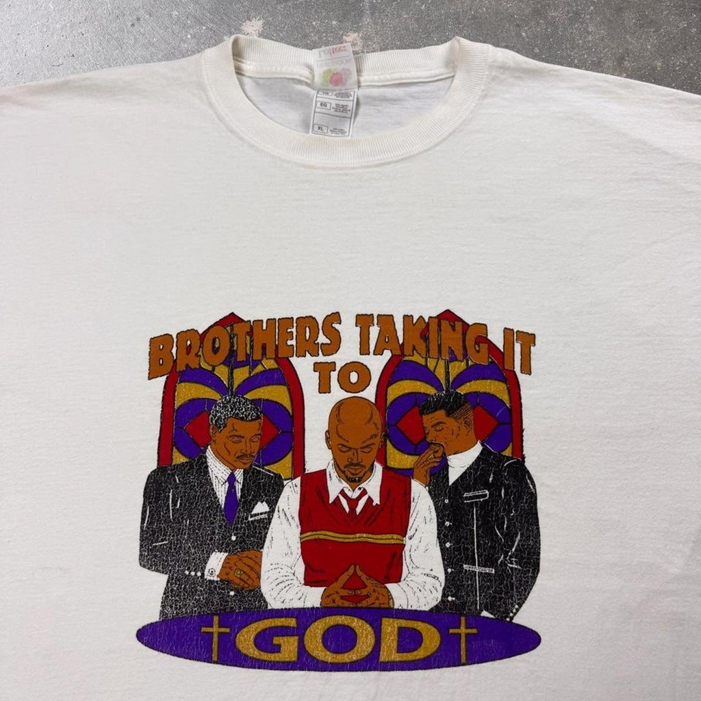 1990s Brothers Taking It To God Religious Graphic Tee | XL