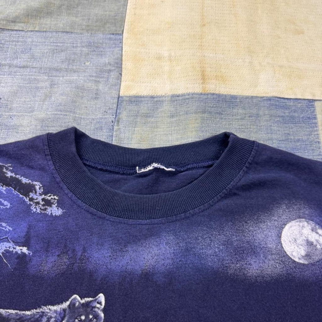 1990s Wolf Moon Forest All Over Print T Shirt | XL