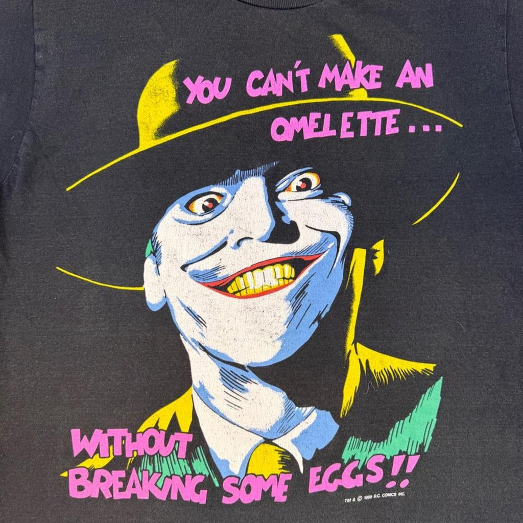 1989 The Joker “You Can't Make an Omelette” DC Comics Tee Black | Medium