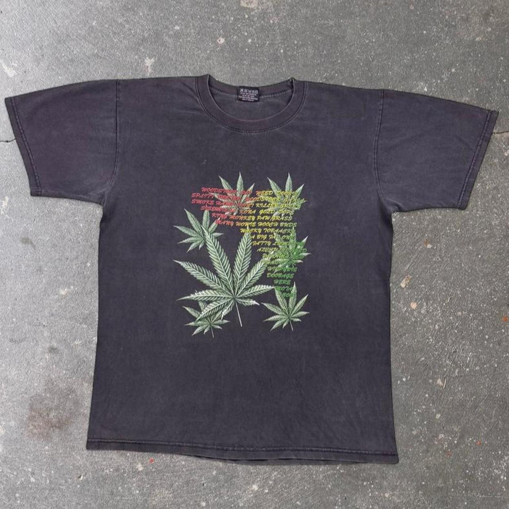 1990s Weed Leaf Slang Names Tee | L