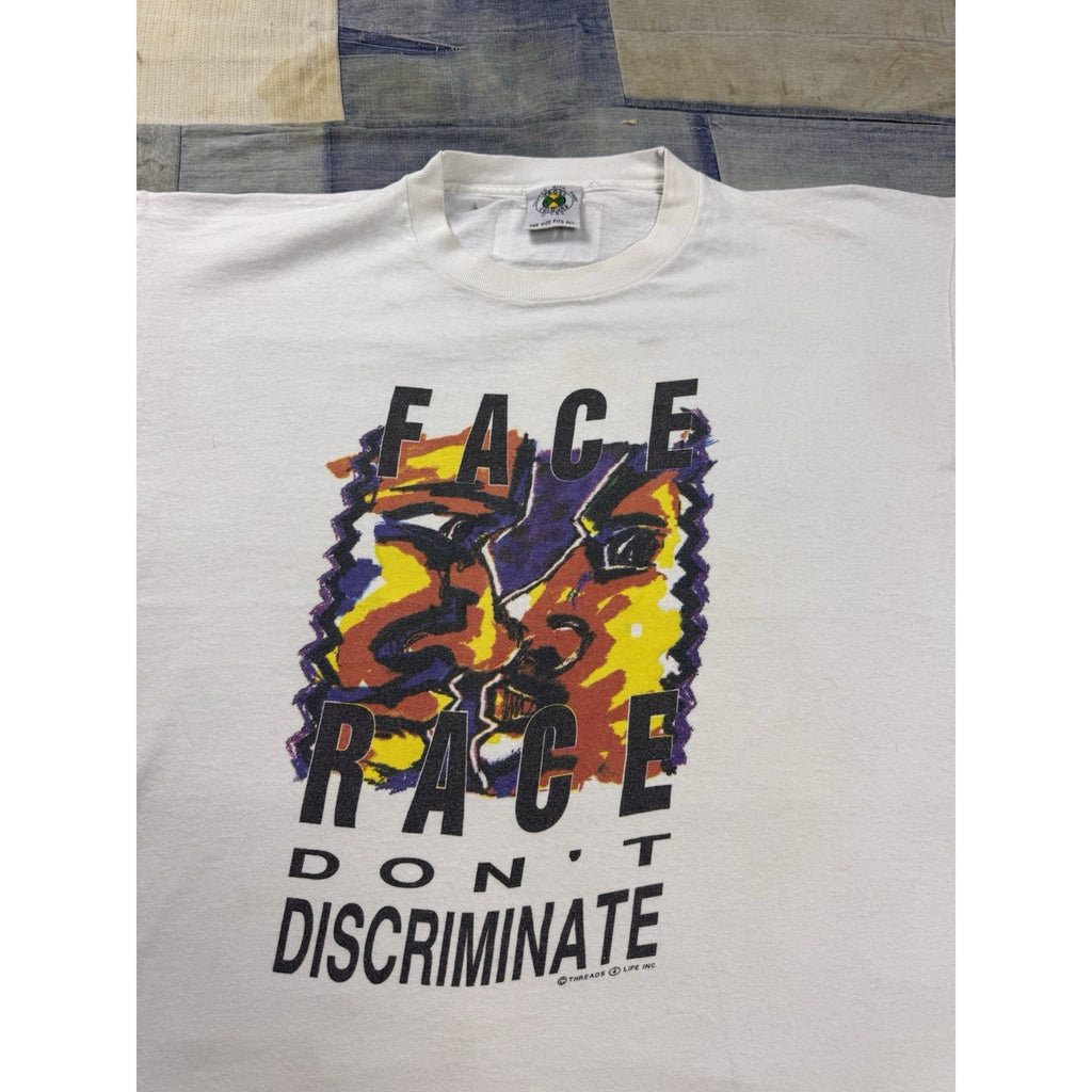 Vintage Face Race Don't Discriminate T Shirt Cross Colours 90s USA Single Stitch
