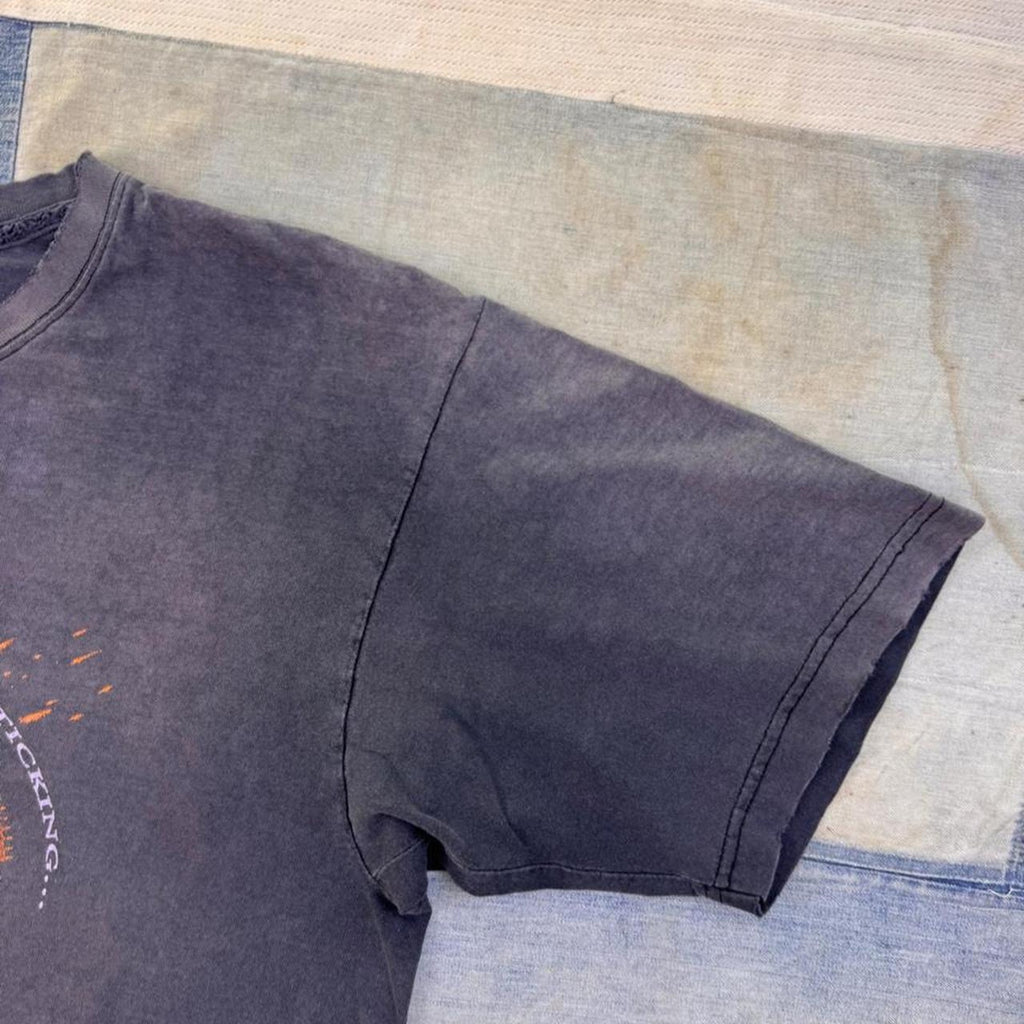 1990s Millennium Countdown Clock Faded Black Graphic Tee | XL
