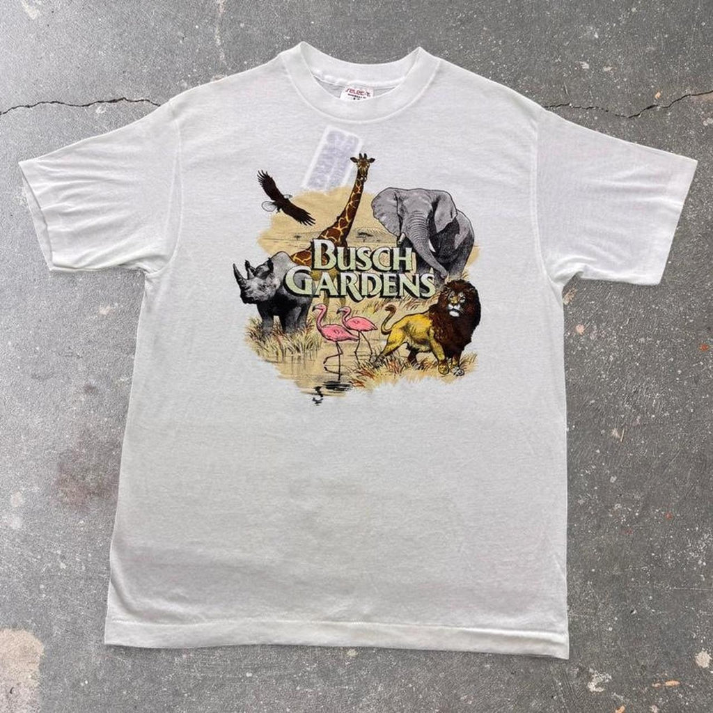 1990s Busch Gardens Safari Animals Graphic Tee | Large