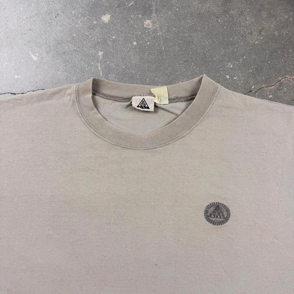 1990s Nike ACG Embroidered Logo Tee Gray | Large