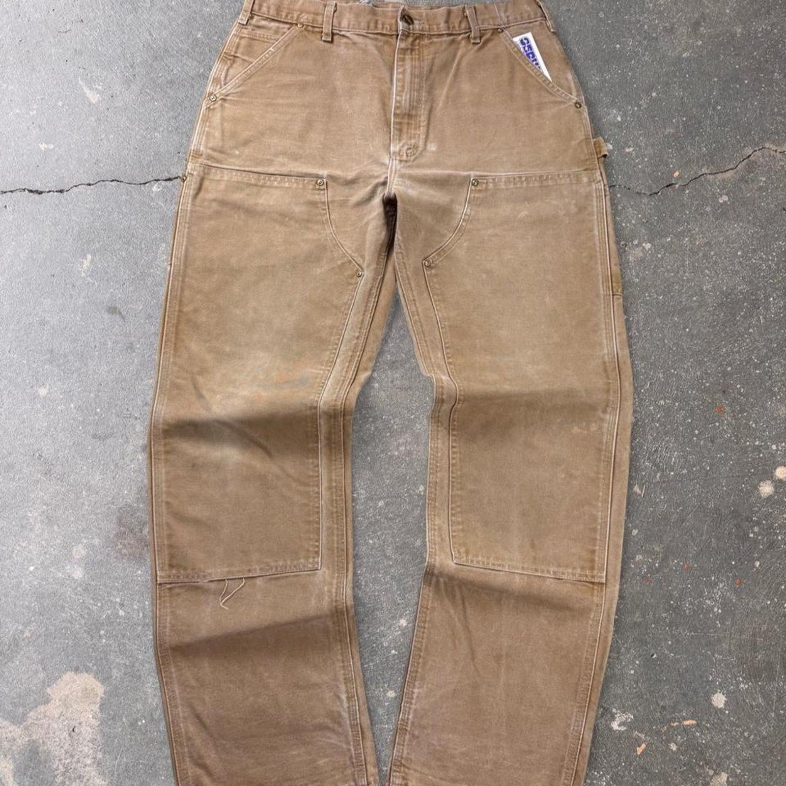1990s Carhartt Brown Duck Double Knee Carpenter Pants | 34 x 32