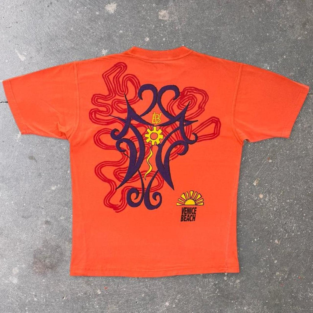 1990s Venice Beach Abstract Tribal Graphic Pocket Tee | Large