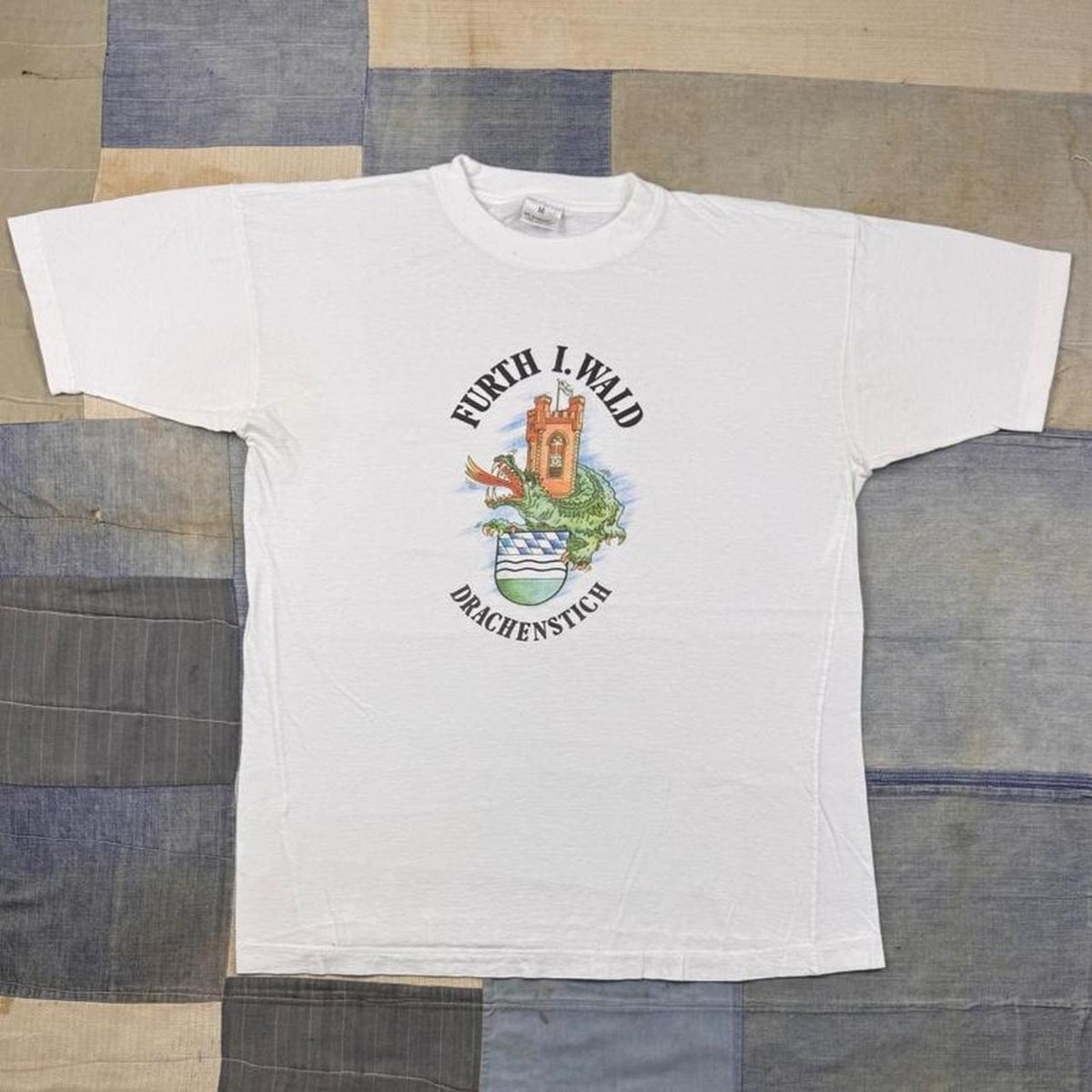 1990s Fürth I. Wald Drachenstich Dragon Festival Graphic Tee Germany White | Medium
