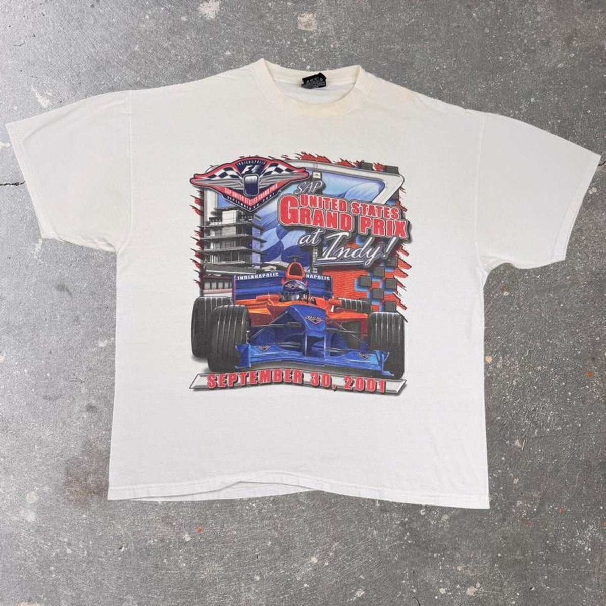 2001 SAP United States Grand Prix at Indy Formula 1 Double-Sided Tee | Extra Large