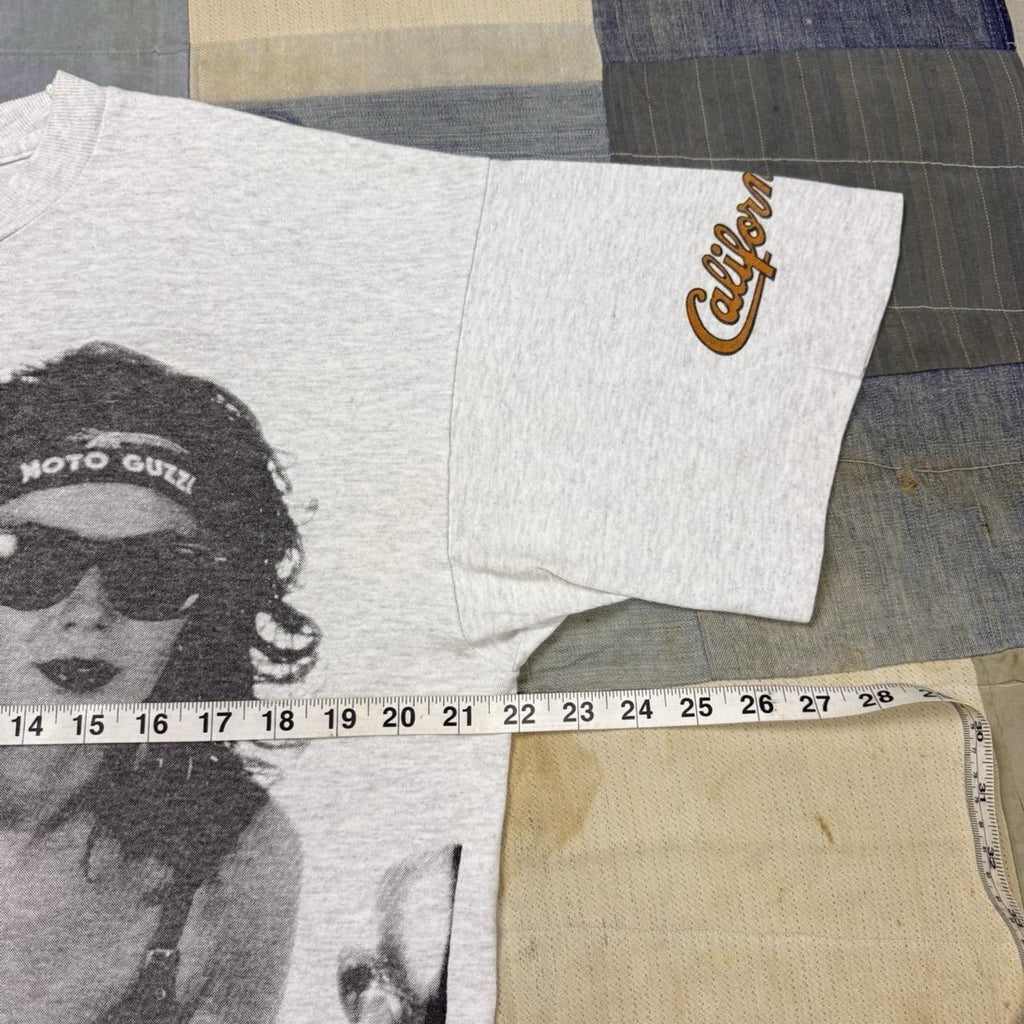 Vintage California Moto Guzzi Motorcycle All Over Print T Shirt Gray XL Biker
