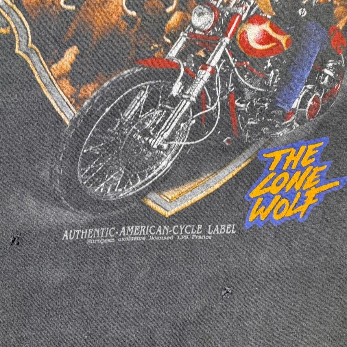 1990s V-Twin Freedom The Lone Wolf Motorcycle Graphic Tee | Large
