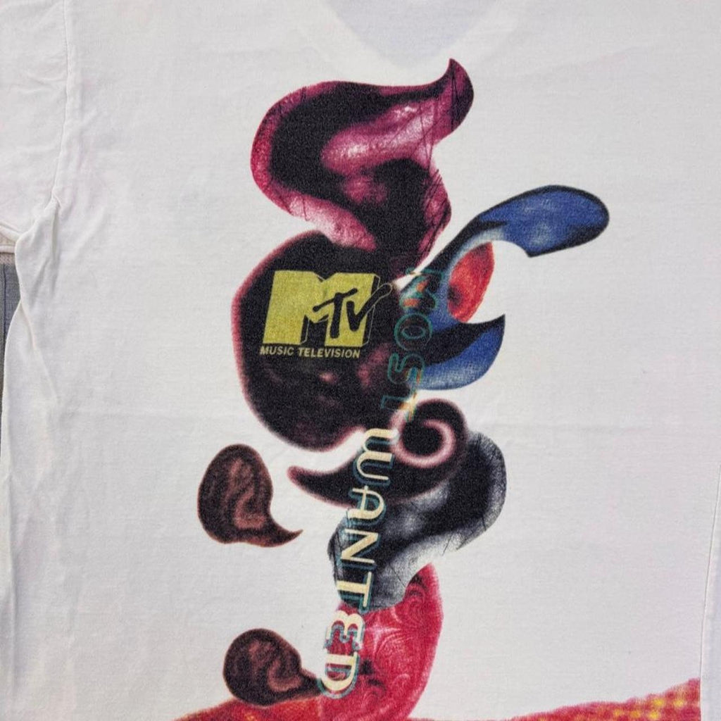 1990s MTV Most Wanted All Over Print Graphic Tee | Large